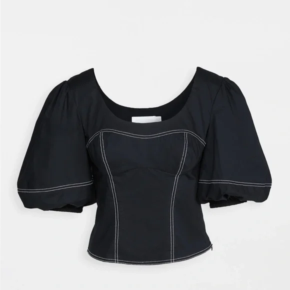 Jonathan Simkhai Joy Puff Sleeve Top - Picture 1 of 9